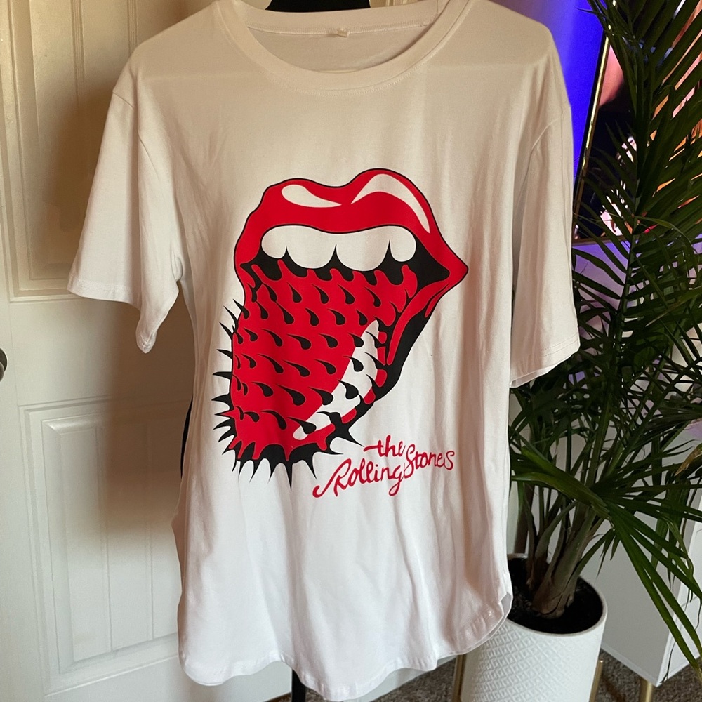 The Rolling Stones White T-Shirt with Red Graphic